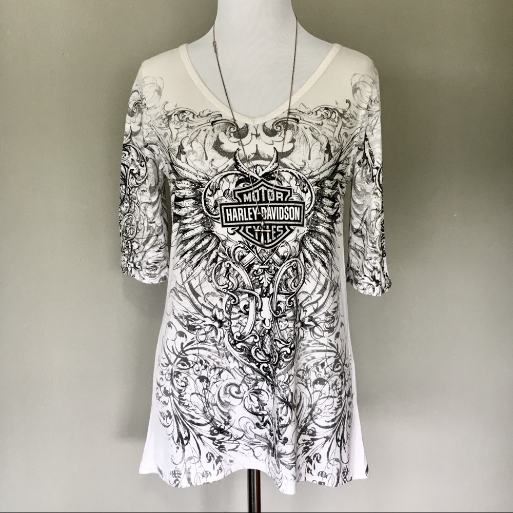 Harley Davidson Loose High Low Embellished Tunic